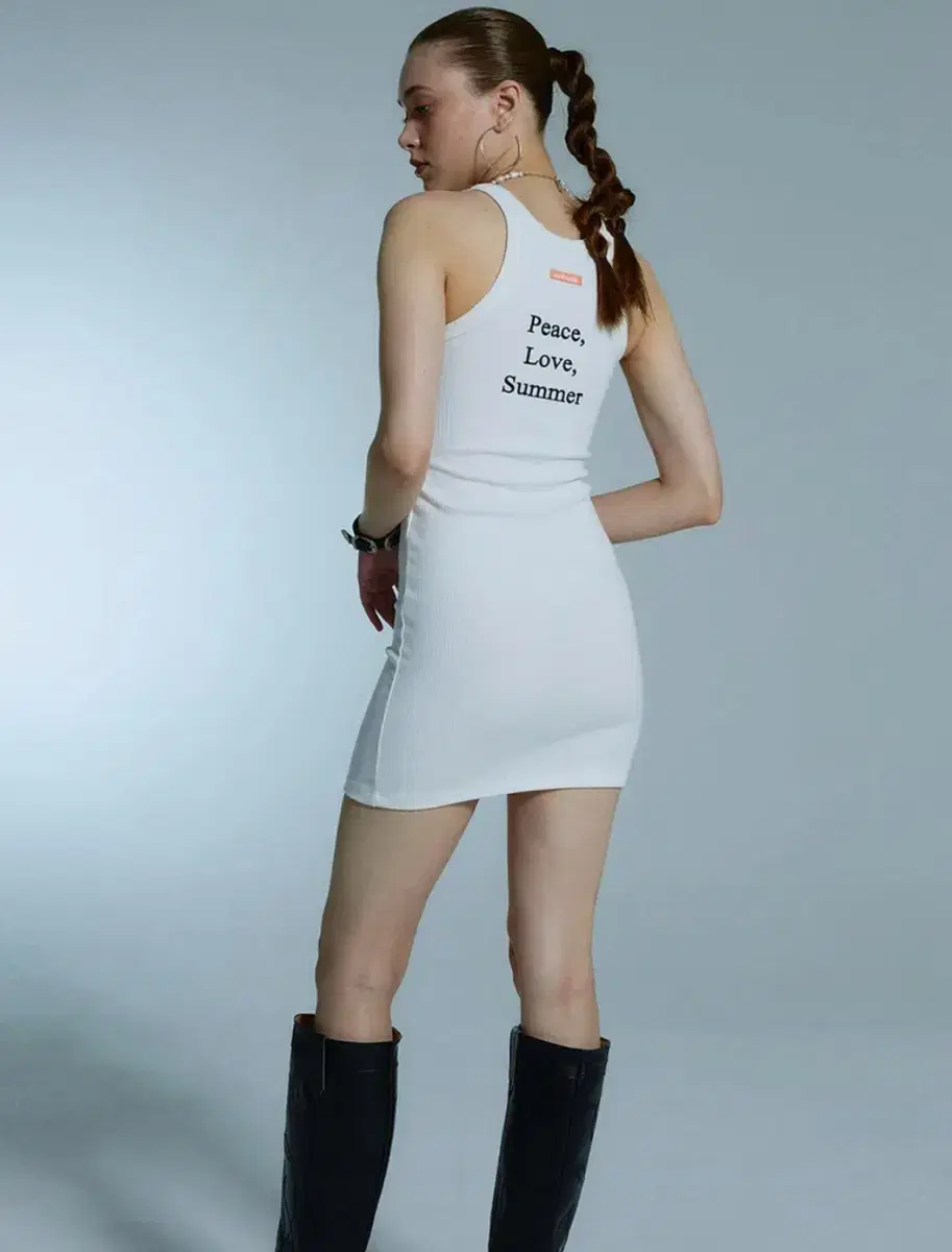 에즈이프캘리 RIB SLEEVELESS DRESS IVORY